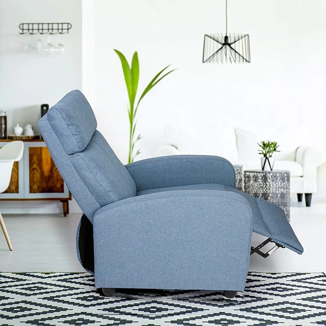 Fabric Recliner Chair Adjustable Single Sofa Home Theater Seating Recliner Reading Sofa for Living Room & Bedroom Red Gray Blue 1
