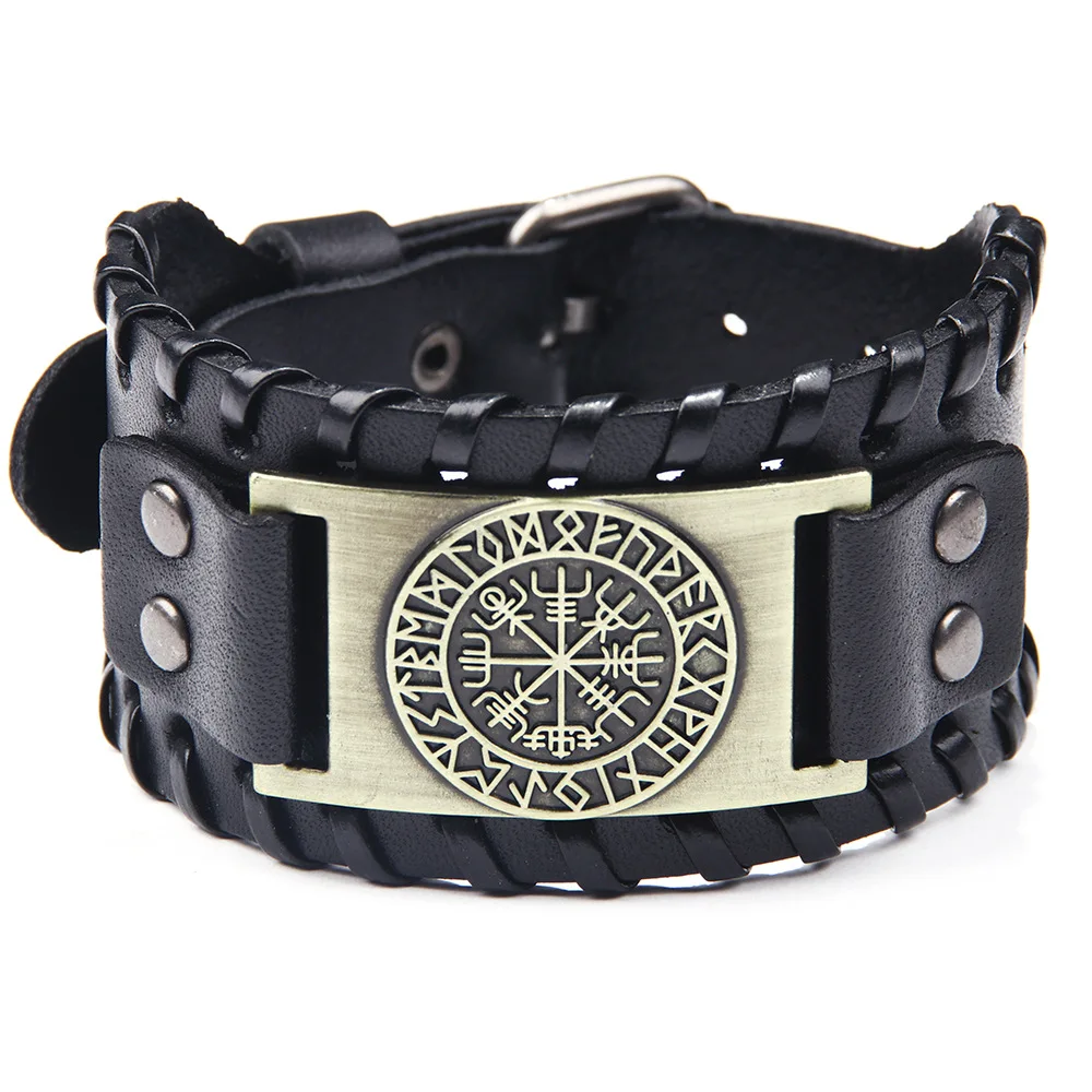 

2019 new Viking leather bracelet 4cm wide leather fashion men's punk retro style elegant personality popular bracelet jewelry