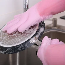 AMINNO Силиконовые чистящие перчатки 2шт. Водонепроницаемые прочные утолщающие силиконовые перчатки для мытья посуды Кухонные силиконовые перчатки для мытья посуды