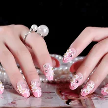 Сладкий цветок белый кружевной Маникюр готовой Продукт невесты маникюр патч 24 штук в штучной упаковке Al173