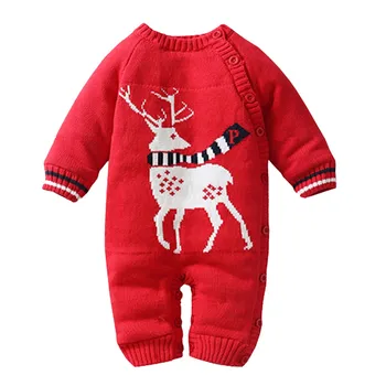 

Christmas winter jumpsuit long sleeve baby Newborn Toddler Baby Boys Girls Print Romper Jumpsuit Knitting Outfit #SH