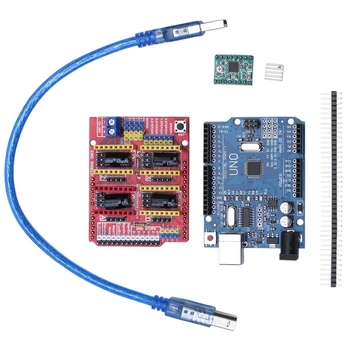 

Cnc shield v3 engraving machine 3D Printer + 4 x A4988 drive expansion board + USB cable with UNO R3