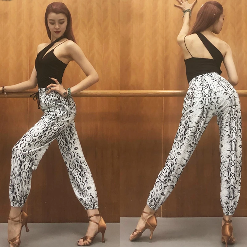 Latin Dance Costumes Women Black Vest Serpentine Loose Beam Pants Set Rumba Tango Salsa Samba Cha Practice Dancewear DN4008 |