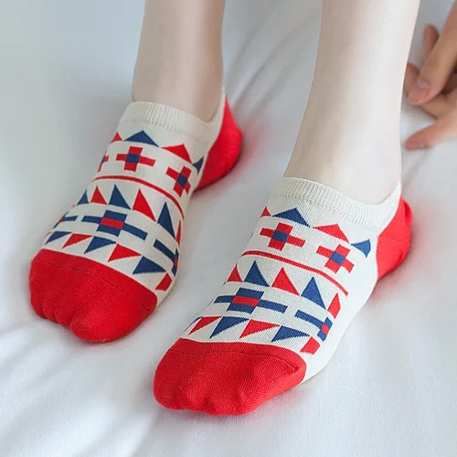 남녀공용 실리콘 미끄럼 방지 면 양말, 재미있는 과일 슬리퍼, 보이지 않는 양말, 패션 만화 동물, 봄 여름, 5 쌍 2