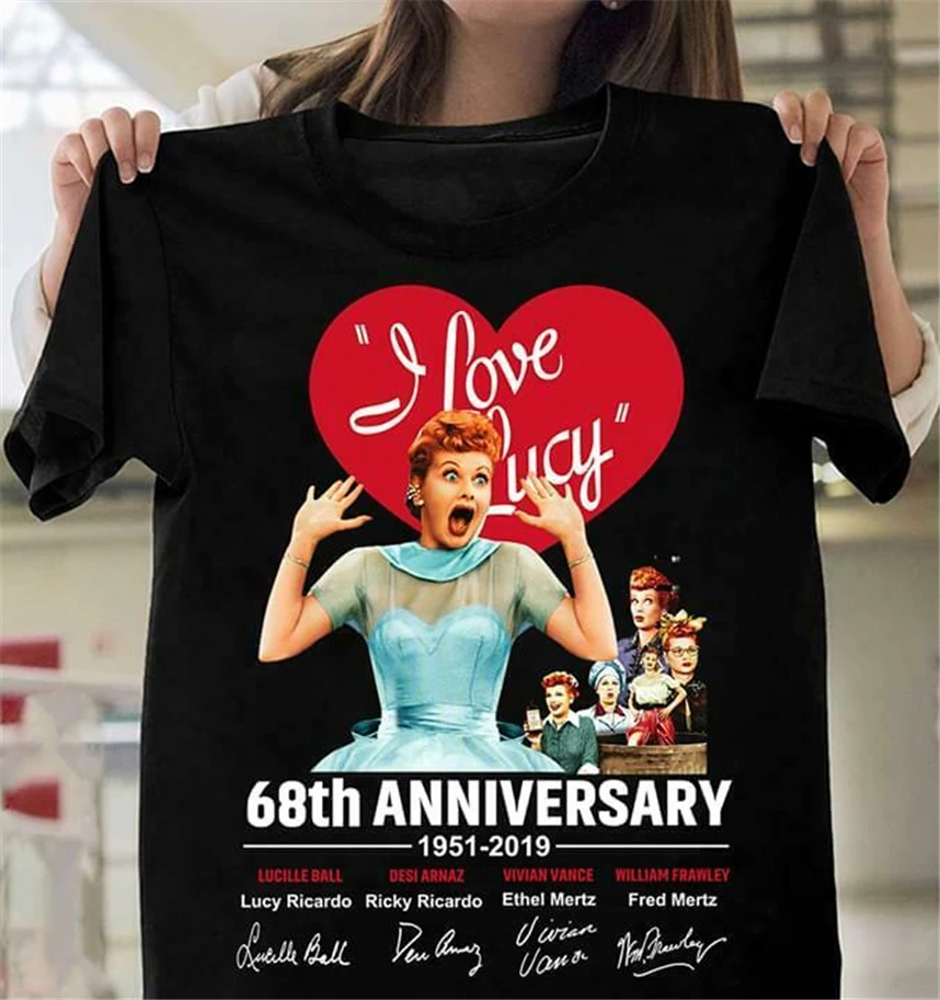 I Love Lucy 68th Anniversary 1951 19 Signatures T Shirt Black Cotton Men S 6xl Free Style Tee Shirt T Shirts Aliexpress