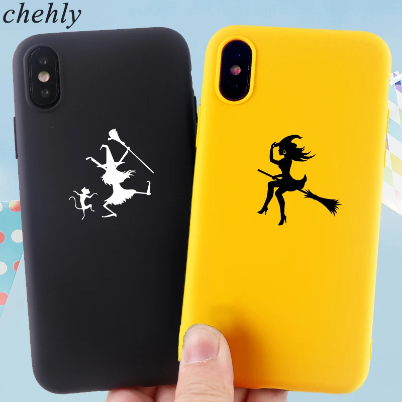 

Funny Witch Phone Case for IPhone X XR XS Max 8 7 6s Plus Fashion Cartoon Cases Soft Silicone Fitted TPU Back Accessories Covers