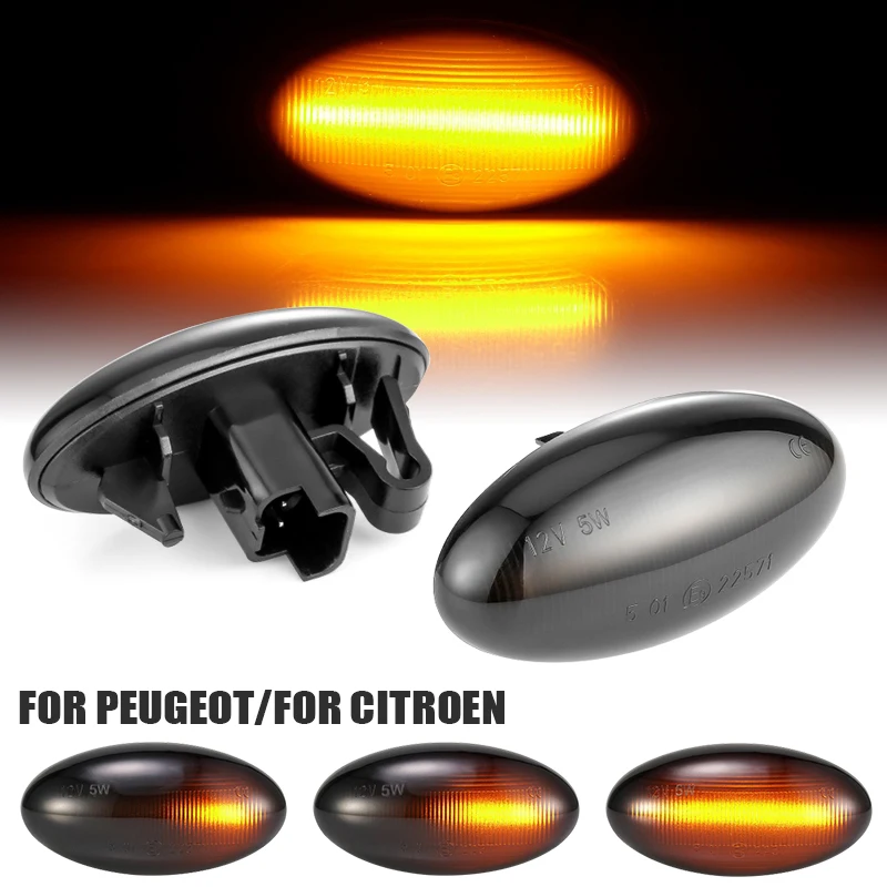 

2PCS Led Dynamic Turn Signal Side Marker Light Sequential Blinker Light For Citroen C1 C2 C3 C5 C6 For Peugeot 1007 107 206 207