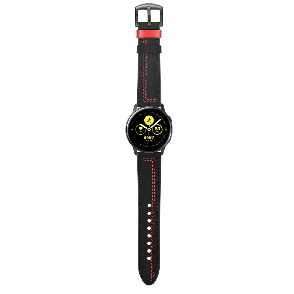 Ремешок из натуральной кожи для samsung Galaxy Watch active 1 2 40 мм 44 мм - Цвет ремешка: Black