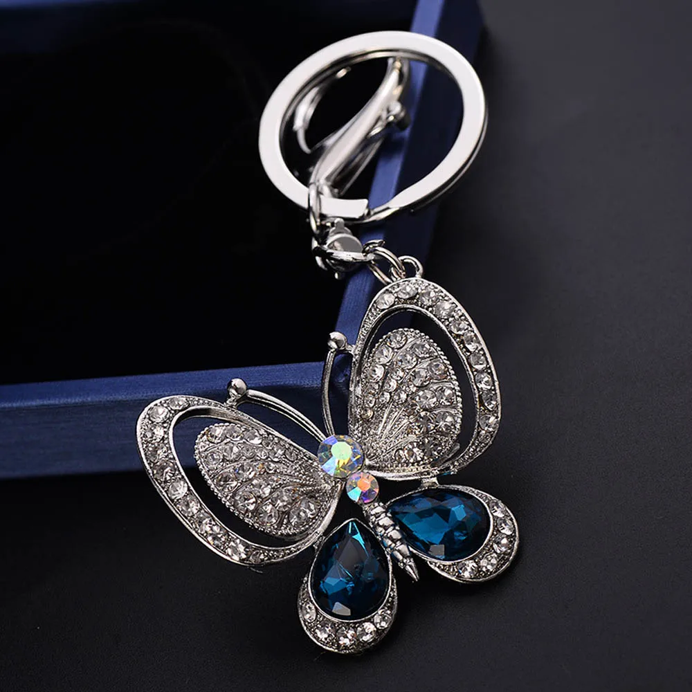 Big Rhinestone Butterfly Keychain Crystal Glitter Metal for Women Fashion Chic Pendant Backpack Accessories Key Ring | Украшения и