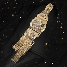 Новинка, модные свадебные ремни с кристаллами, Дубай, модный пояс на цепочке с цельным золотым плечом, марокканский пояс на талию