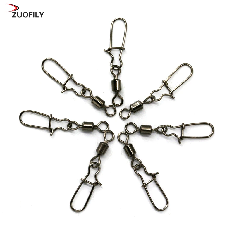 30pcs/lot Fishing Lure Rolling Swivel with Snap Stainless Steel Hook Connector Link | Спорт и развлечения
