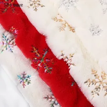 She Love A4 Рождественский кроличий мех плюшевая ткань золотые серебряные бусы Снежинка вышитая ткань для одежды Домашний текстиль