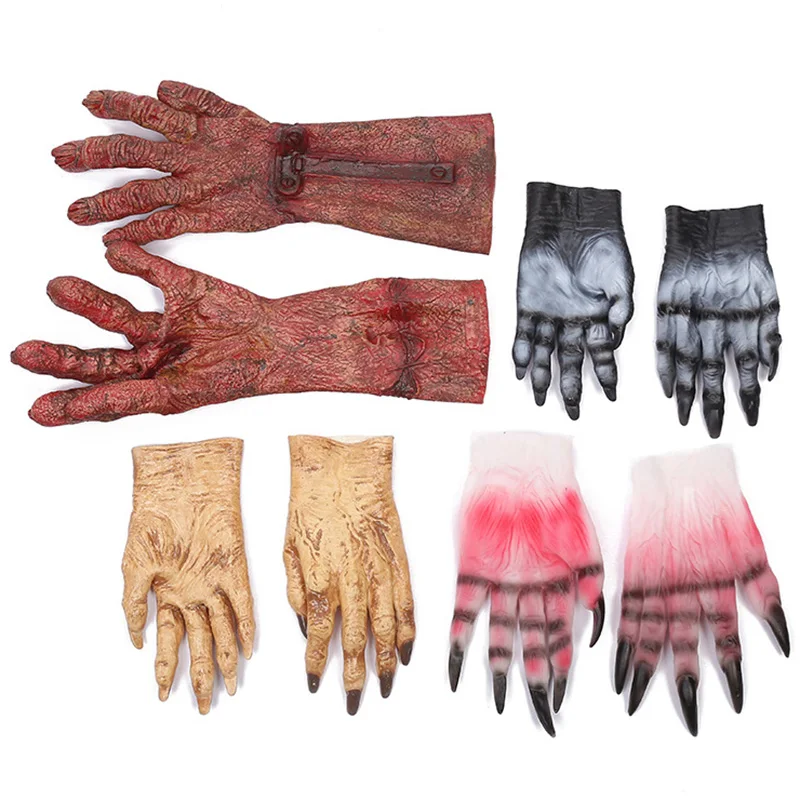 Дьявол силиконовые перчатки для Хэллоуина макияж вечерние трюки реквизит для запугивания FJ88