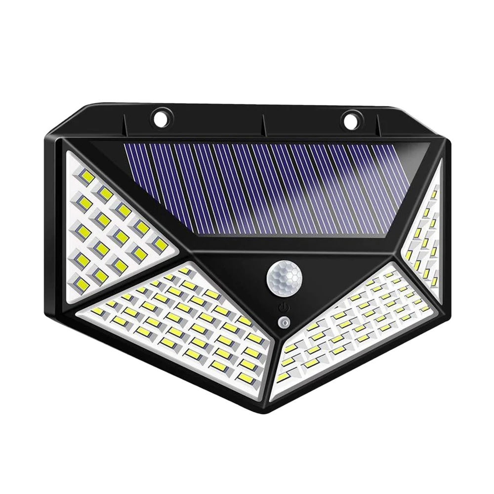 1pc 100 LED 1 100 светодиодный светильник, четырехсторонний солнечный светильник, 3 режима, угол 270 градусов, датчик движения, настенный светильник, наружные водонепроницаемые садовые лампы - Испускаемый цвет: 1pc 100 LED 1