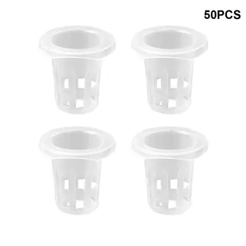 

50pcs Aeroponic Half Transparent Soilless Cultivation Plant Nursery Home Durable Hydroponic Cup Mesh Pot Heavy Duty Garden Tool