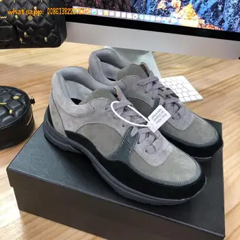 

2020 Designer Shoes Men Women Luxury Fashion Black Grey Suede Calfskin Low Lace Up Sneaker Patent Pvc Runners Trainers