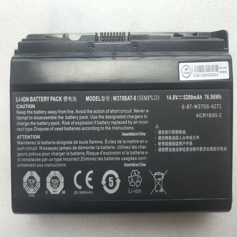 Новый W370BAT 8 для CLEVO W350ST W355STQ W370ST W370SS W350ET W350ETQ NP6370 NP6350 NP7358 6 87 W370S 427 настоящая
