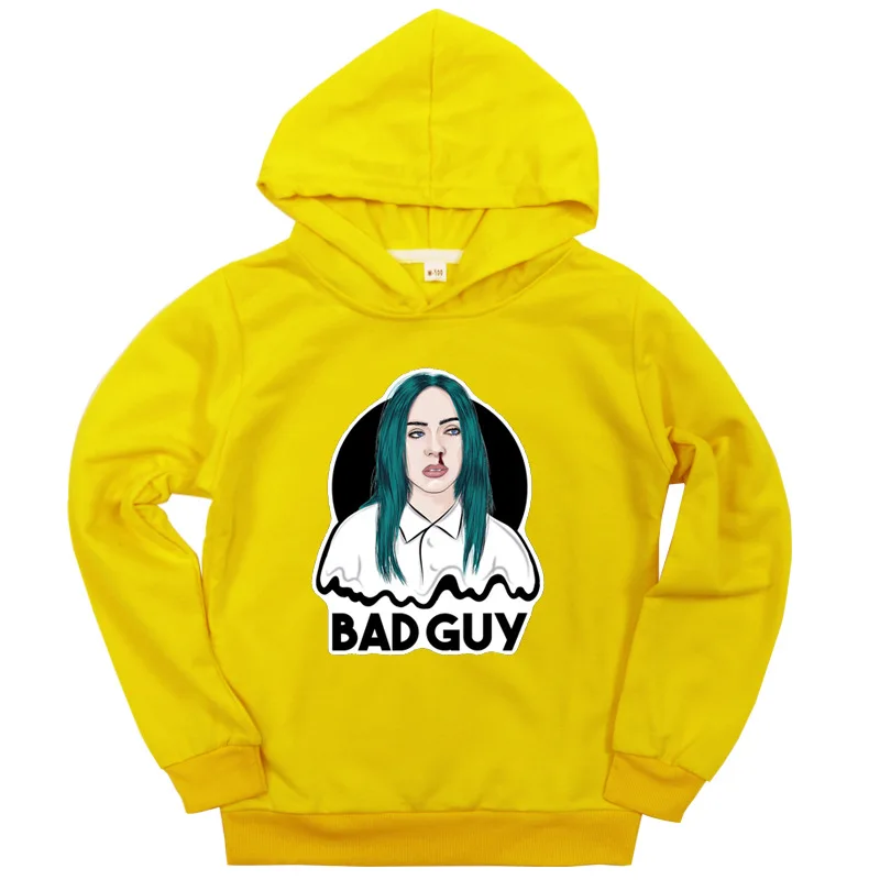 Billie Eilish/сезон весна-осень; детская толстовка с принтом; тонкая спортивная одежда для детей; Повседневная Толстовка с капюшоном для мальчиков и девочек; крутой пуловер