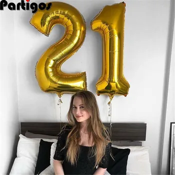 

2pcs 16/30/40 inch Rose Gold Number Foil Helium Balloons 16 18 20 25 30 40 50 Years Old Adult Birthday Party Decor Supplies