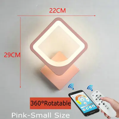 Креативный светодиодный настенный светильник, вращение на 360 градусов, AC220V, пульт дистанционного управления, диммируемая прикроватная тумбочка для спальни, Настенные светильники с вилкой EU/US - Цвет абажура: Small Size Pink