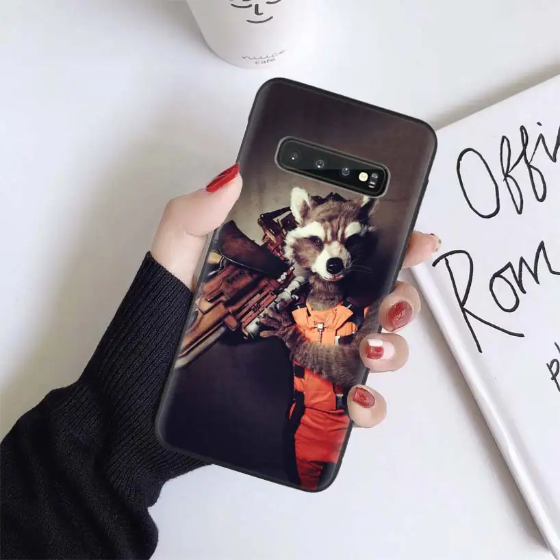 Guardian Rocket Raccoon Groot Black Case For Samsung Galaxy A50 A70 A50S A10S A20S A10 A20E A30 A40 M40 M30S A80 Soft Phone Coqu - Color: BS117-10