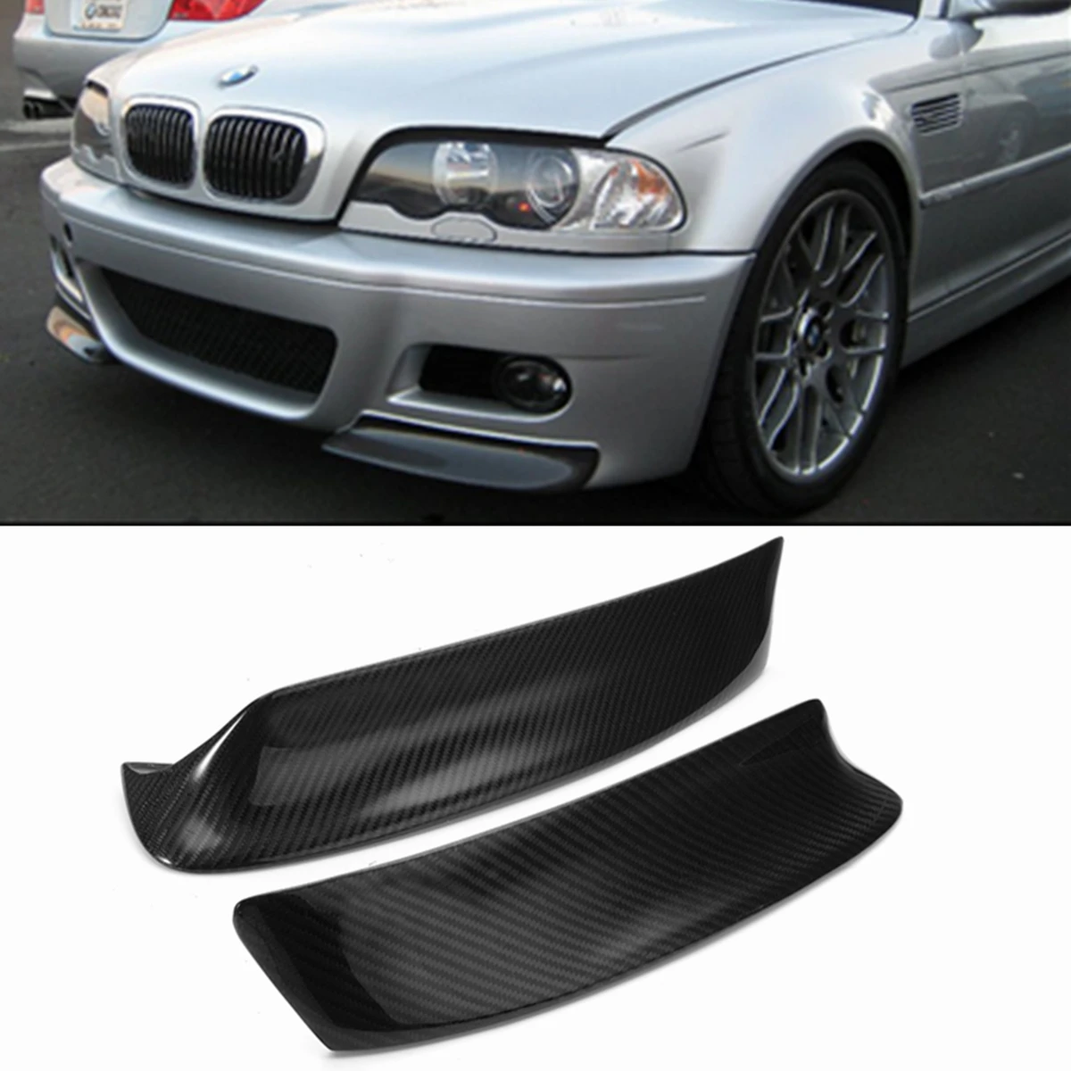 

1Pair Racing Carbon Fiber Style Front Bumper Lip Diffuser Splitters Canard Splitter Air Vent Cover Trim for BMW E46 M3 1999-2006