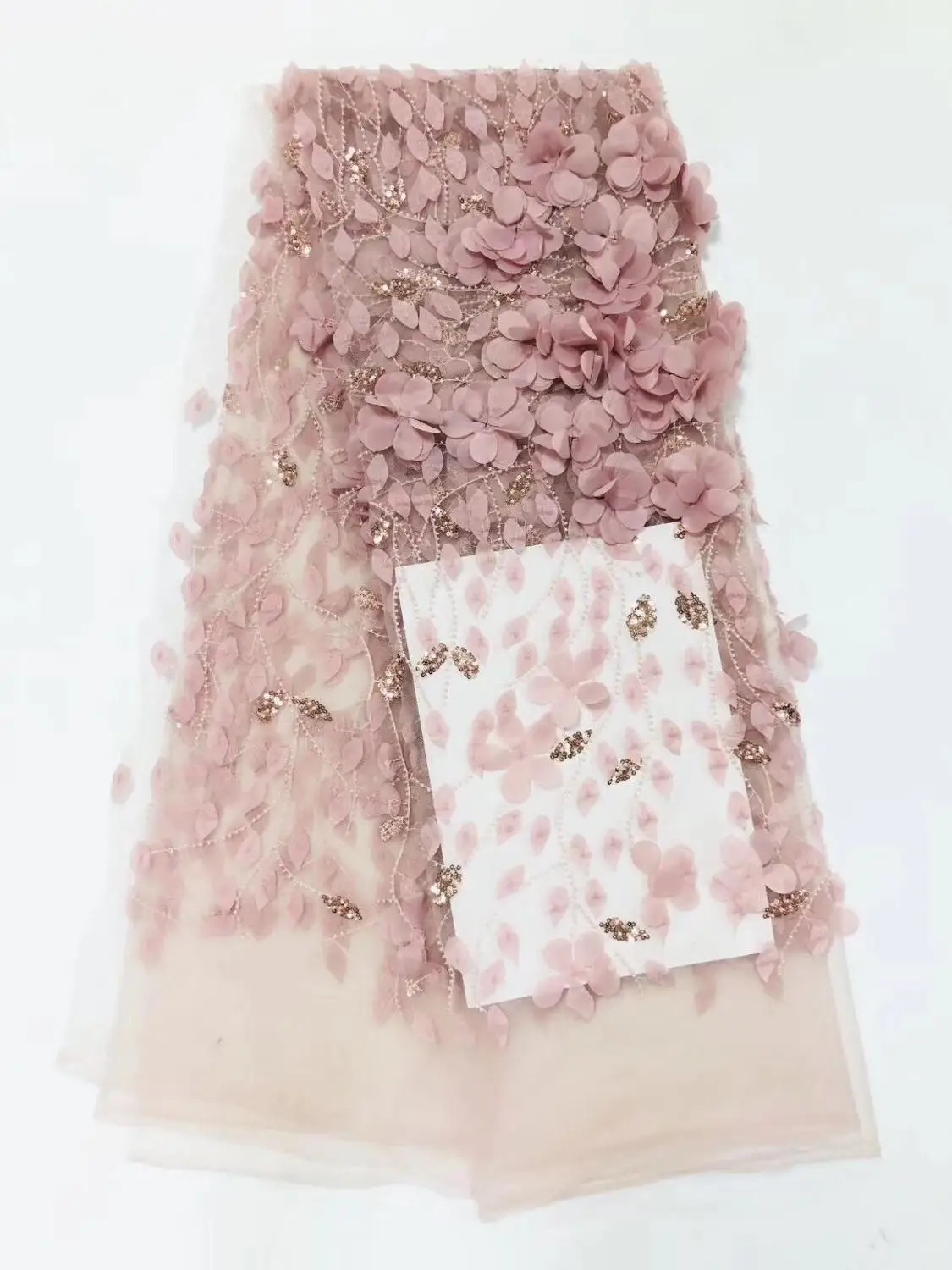 

hot selling 3d flower embroidered tulle lace fabric french net lace fabric ZH-9739