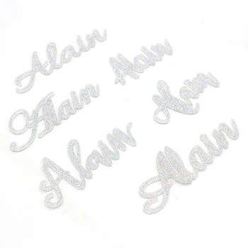 

12x Personalized Laser Cut Shining Silver Powder Names Place Name Settings Guest Name Tags Wedding Party Place Cards Table Decor