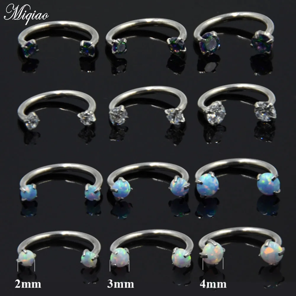 

Miqiao 2pcs Piercing Earrings Ear Bone Ring Stainless Steel Internal Thread Horseshoe Ring C-shaped Nose Nail U-shaped Nose Ring