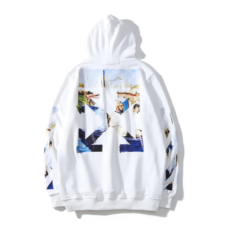 Картина маслом arrow 19ss Off-White OW мужчины/женщины влюбленные пары Осень Зима Повседневная хлопковая толстовка худи свободный жакет с капюшоном