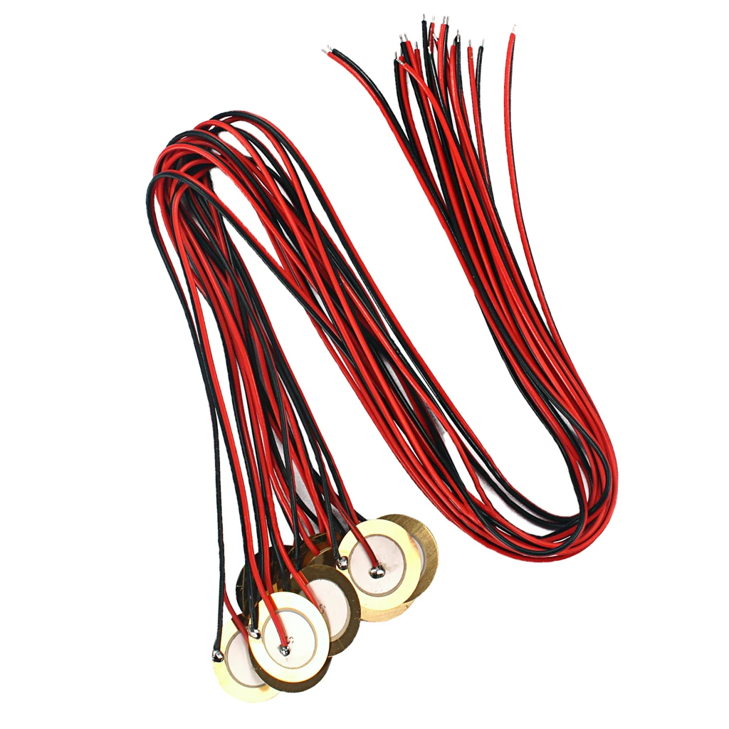 12 Pack 27mm Piezo Disc Elements with 48cm Leads for Cigar Box Guitar Drum Trigger