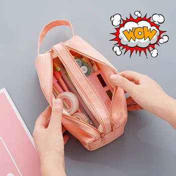 

Creative Double Zipper Large Pencil Case Kawaii School Pencilcase Big Pen Box For Girls Gifts Cute Stationery Supplies Bag