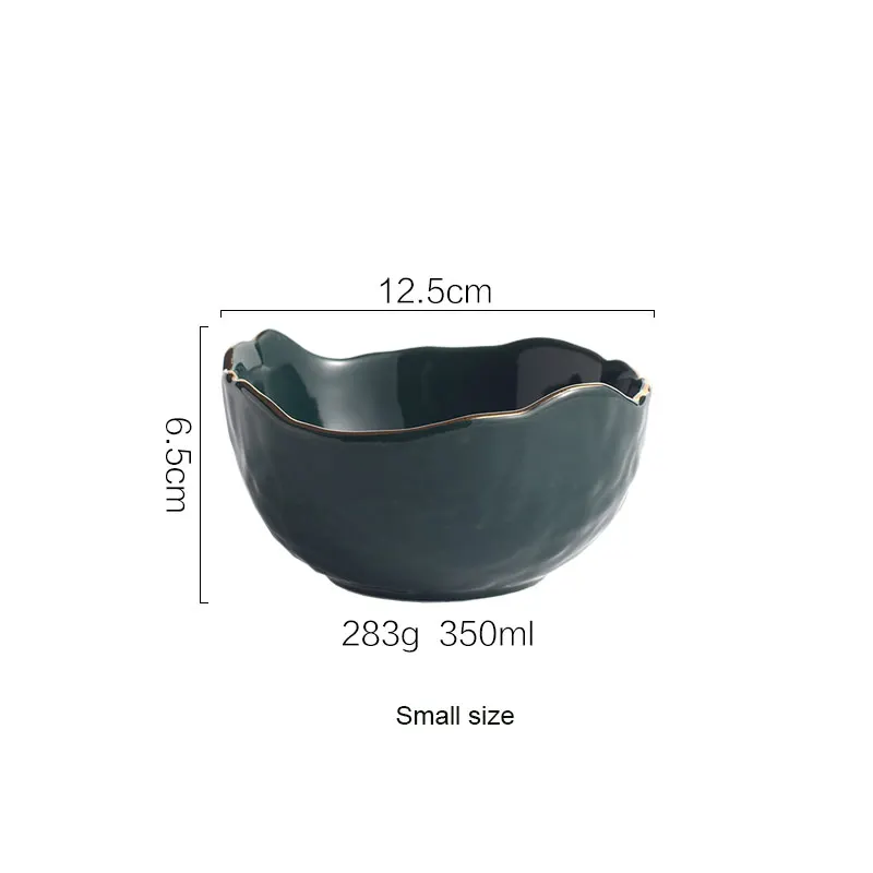 1 PC small size Скандинавский домашний декор, посуда, Золотая инкрустация, керамическая Салатница, фарфоровая десертная миска, фруктовая миска для ребенка, закуска, insalatiera - Цвет: 1 PC small size
