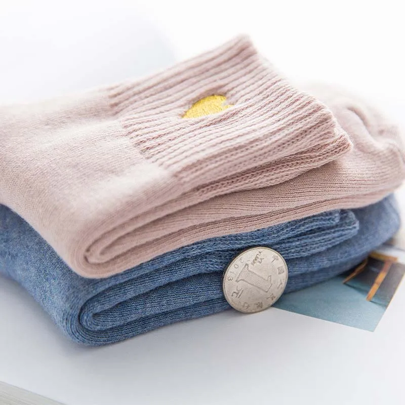 Зимние новые стильные женские плотные теплые носки с вышивкой, махровые носки, женские хлопковые носки с полотенцем, Bcw035