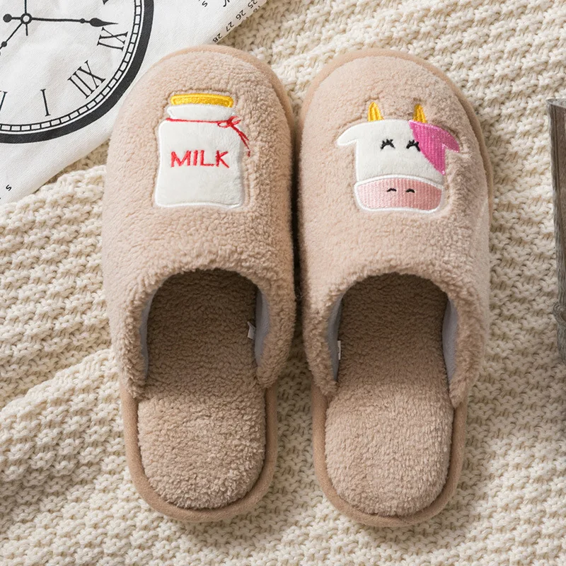 JSH-A89 Beige Pink Тапочки для мальчиков и девочек; Милая зимняя теплая обувь на плоской подошве; детская Нескользящая домашняя обувь с героями мультфильмов; модные детские шлепанцы; вьетнамки на платформе - Цвет: JSH-A89 Beige Pink