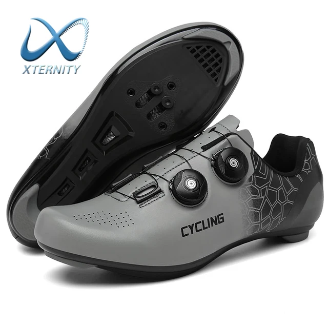 Road Cycling Shoes Men Outdoor Sport Bicycle Shoes Breathable Mtb Bike Flat Sneakers Mnountain Racing Cycling Sneakers Plus Size Grey-Road