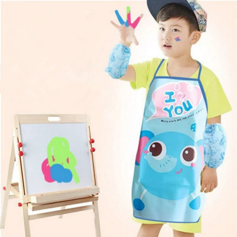 

1 Set Kids Apron Sleeves Children Painting Kitchen Cooking Waterproof Protection