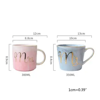 

11.2oz Mr & Mrs Mugs Set Of 2 Marble Tea Coffee Cup Mug Wedding Gift Present K4UA