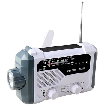 

Emergency Radio, Weather Radio, Hand Crank Battery Operated Solar Radio with AM/FM, Reading Lamp, 2000MAh Phone Charger