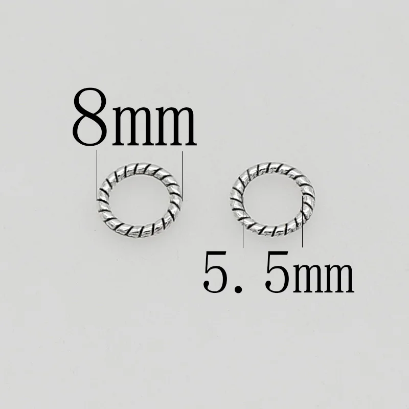 100 개/몫 빈티지 트위스트 라운드 커넥터 8mm 골동품 골드/실버 귀걸이 닫기 점프 링 연결 DIY 쥬얼리 액세서리