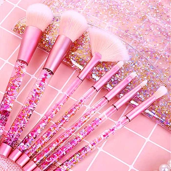 

Crystal Sparkles 7pc Foundation Makeup Brush With Blush Powder Eyeshadow Eyebrow Eye Blender Brush Set For Makeup