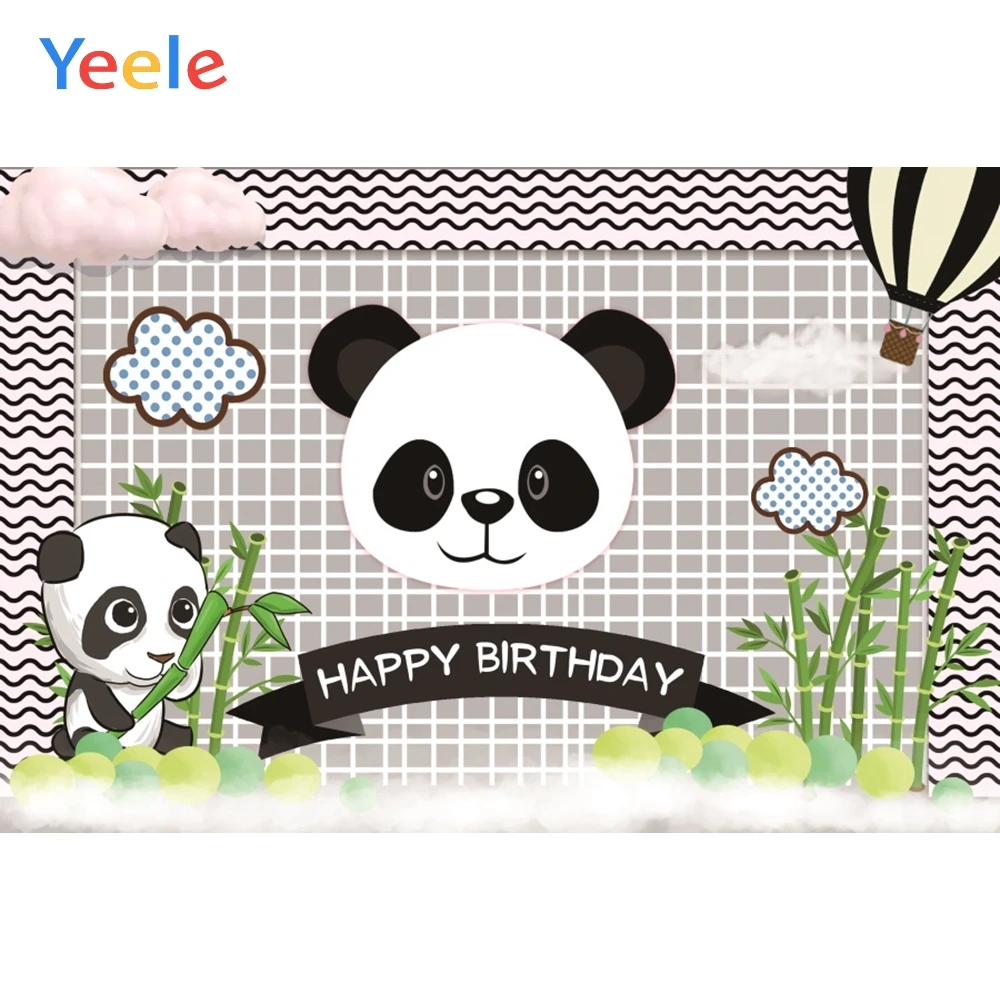 

Baby Birthday Vinyl Backdrop Cute Panda Kid Shower Party Decor Photography Personalized Photographic Background For Photo Studio