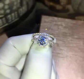 

TRS527 1Carat /0.6carat 1ring+1band Luxury Quality sona Synthetic Gem Engagement Ring Set For Women,Bridal Set,Wedding Ring Sets