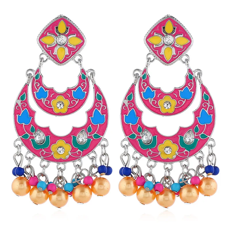 

Europe and the United States exaggerated drop of oil hanging beads earrings