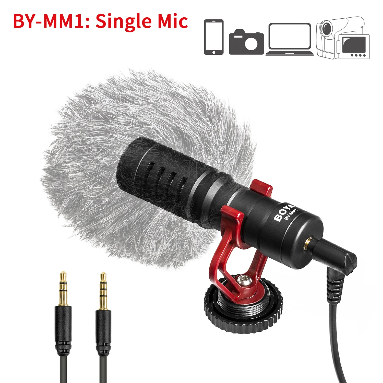 BOYA BY-MM1 On-Camera Shotgun Condenser Microphone for PC Mobile Phone DSLR Camera iPhone Android Streaming Vlog Microphone 