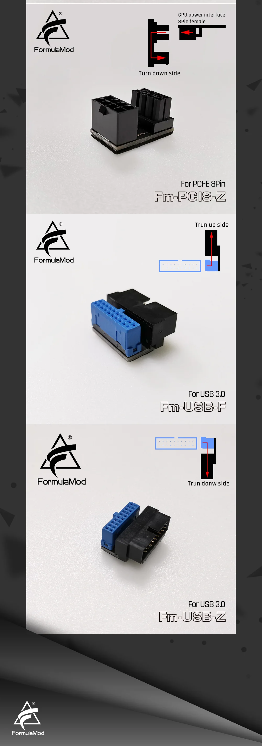 FormulaMod Fm-PCI/ATX/USB, преобразователь направления интерфейса, для интерфейса питания GPU/материнской платы ATX24pin USB3.0