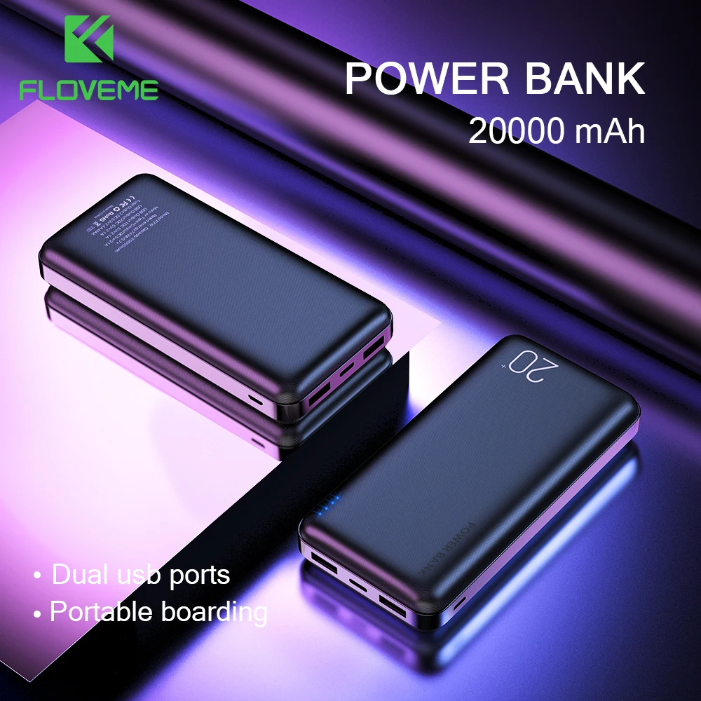 FLOVEME внешний аккумулятор 20000 мАч двойной USB зарядное устройство для телефона внешняя батарея портативное зарядное устройство Bateria Externa smart power Bank 10000 мАч