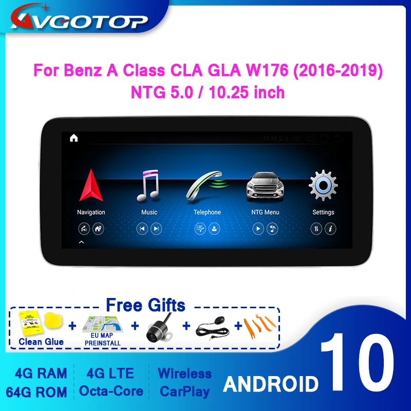 AVGOTOP большой экран Android 10 GPS автомобильный Радио dvd плеер для MERCEDES BENZ A Class W176 2016 2017