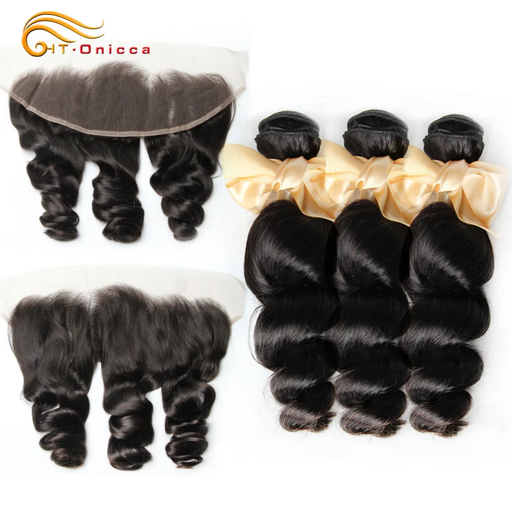 

Brazilian Hair Weave Loose Wave 3 Bundles With 13*4 Frontal Loose Wave Human Hair Bundles Natural Hair Extension Brazilian Hair