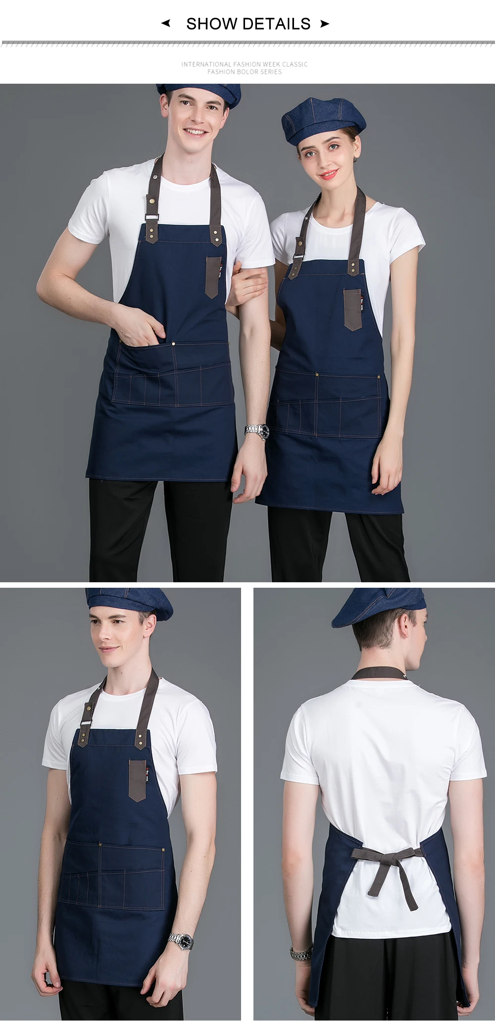 New high quality Breathable Chef apron kitchen Cooking Cafe Home cooking Cleaner Cake shop fried chicken counter Dinner party